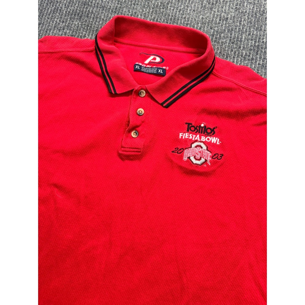 Pro Player Ohio State Buckeyes 2003 Fiesta Bowl Polo Shirt Mens XL Red Cotton